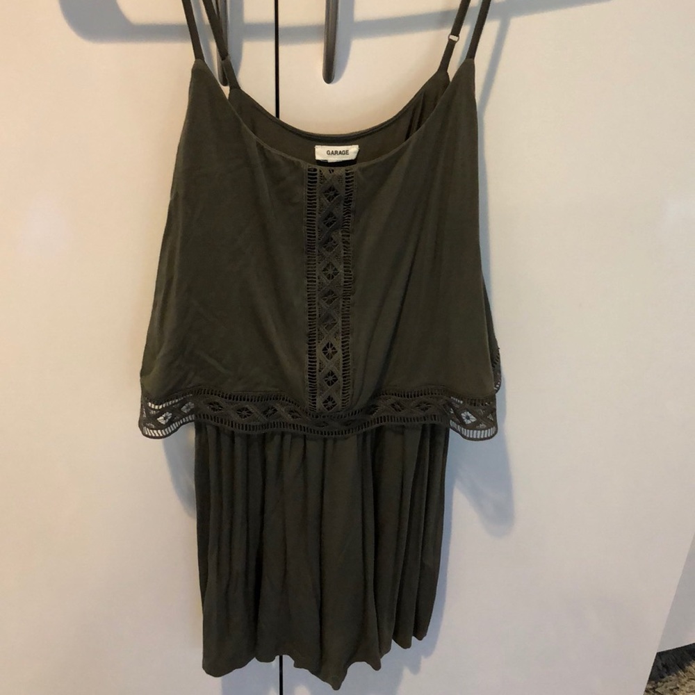 Olive green garage romper